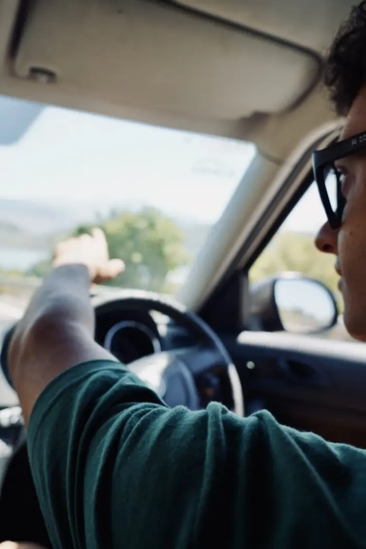 George Kouzis driving a Skoda Car